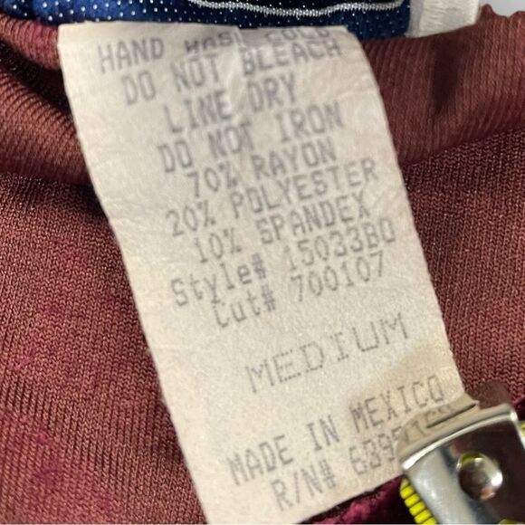 Vintage Velvet Floral Blouse, Large. Burgundy maroon semi sheer t-shirt top - Picture 12 of 13